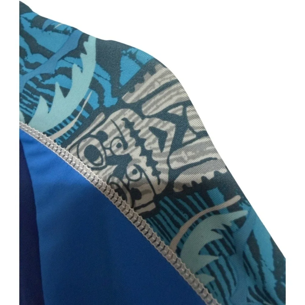 Tuga Sunwear Boys Rash Guard Blue Tribal Print UPF 50+ Swim Shirt 12-18M